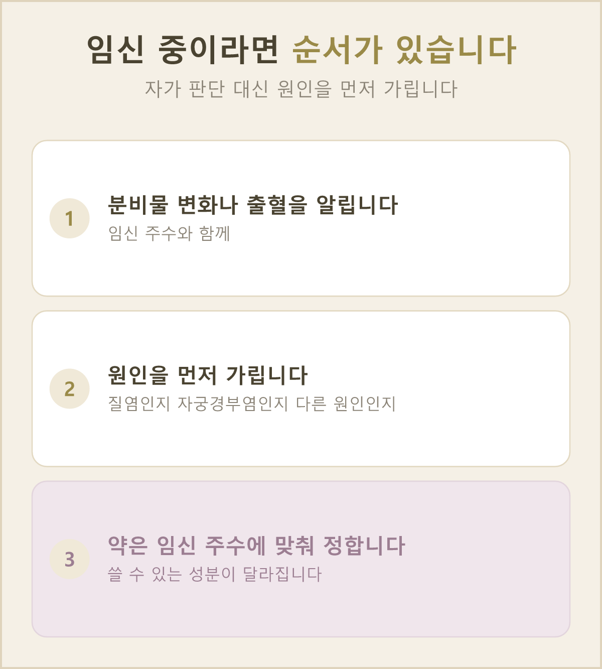 임신 중에 분비물이 달라지거나 출혈이 있으면, 어디에서 오는 것인지 원인부터 가려 봐요